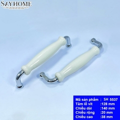 Tay nắm tủ hiện đại màu inox mặt sứ trắng SH5537