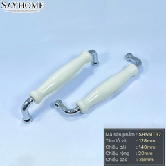 Tay nắm tủ hiện đại màu inox mặt sứ trắng SH55IT37 tại thành phố Hồ Chí Minh