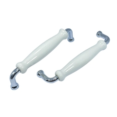 Tay nắm tủ hiện đại màu inox mặt sứ trắng SH5537