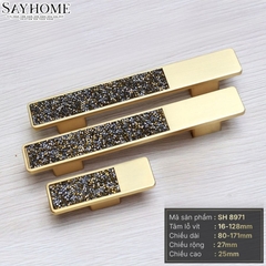 Tay nắm tủ hiện đại màu vàng gold khảm đá SH8971