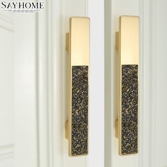 Tay nắm tủ hiện đại màu vàng gold khảm đá SH8971