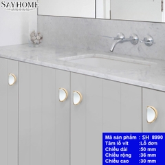 Núm tủ hiện đại màu trắng vàng SH8990
