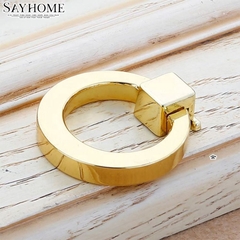 Tay nắm tủ khoen tròn hiện đại màu vàng và inox SH5163