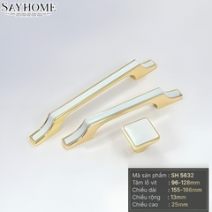 Tay nắm tủ hiện đại màu trắng vàng gold SH5632