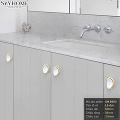 Núm tủ hiện đại màu trắng vàng SH8990