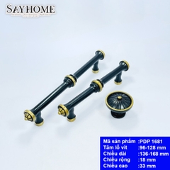 Tay nắm tủ cổ điển màu đen vàng PDP1681