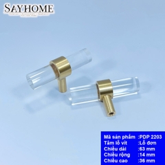 Tay nắm tủ hiện đại Acrylic Đế Liên Kết Đồng PDP2203