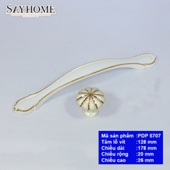 Tay nắm tủ cổ điển cao cấp màu trắng vàng PDP5707