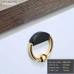 Tay nắm tủ khoen tròn tân cổ điển Vintage màu vàng đen SH1010