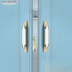 Tay nắm tủ tân cổ điển màu vàng trắng SH1063