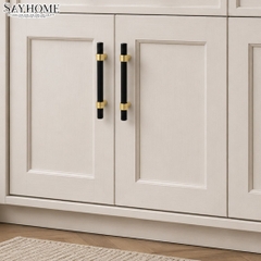 Tay nắm đũa tân cổ điển Vintage màu vàng đen SH1362