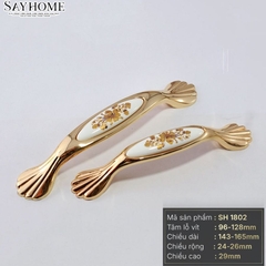 Tay nắm tủ tân cổ điển Vintage màu vàng mặt sứ trắng SH1802