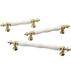 Tay nắm tân cổ điển Vintage màu vàng mặt sứ trắng SH2028