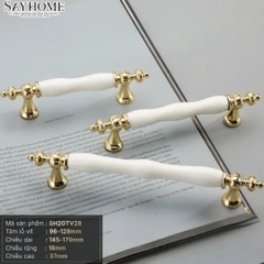 Tay nắm tân cổ điển Vintage màu vàng mặt sứ trắng SH20TV28 tại thành phố Hồ Chí Minh