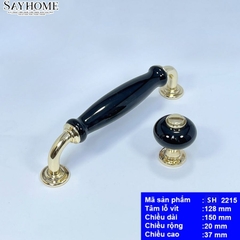 Tay nắm tủ tân cổ điển Vintage màu đen vàng SH2215