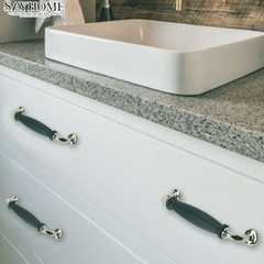 Tay nắm tủ tân cổ điển Vintage màu đen vàng SH2215