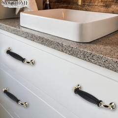 Tay nắm tủ tân cổ điển Vintage màu đen inox SH2215