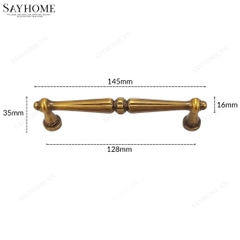Tay nắm tân cổ điển Vintage màu vàng đồng SH3113