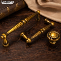Tay nắm tân cổ điển Vintage màu vàng đồng SH3113