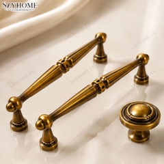 Tay nắm tân cổ điển Vintage màu vàng đồng SH3113