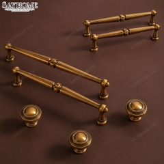 Tay nắm tân cổ điển Vintage màu vàng đồng SH3113