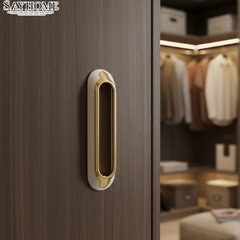 Tay nắm tủ hiện đại màu trắng vàng SH5528