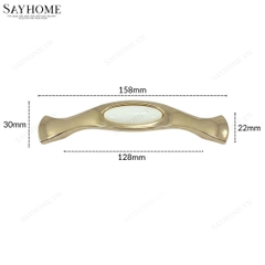 Tay nắm tủ tân cổ điển Vintage màu vàng gold mặt sứ trắng SH5588