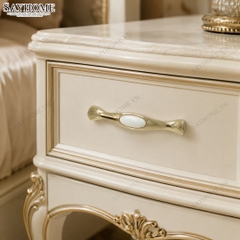 Tay nắm tủ tân cổ điển Vintage màu vàng gold mặt sứ trắng SH5588