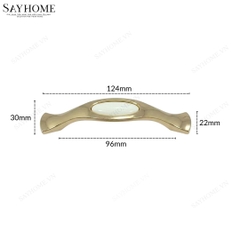 Tay nắm tủ tân cổ điển Vintage màu vàng gold mặt sứ trắng SH5588