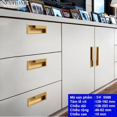 Tay nắm âm tủ hiện đại màu vàng mờ SH5589