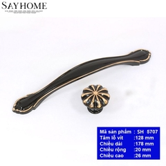 Tay nắm tủ tân cổ điển Vintage màu đen bóng SH5707