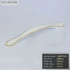 Tay nắm tủ tân cổ điển Vintage màu trắng vàng SH57TV07 tại thành phố Hồ Chí Minh