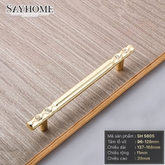Tay nắm tủ hiện đại màu vàng gold 18k đính đá SH5805