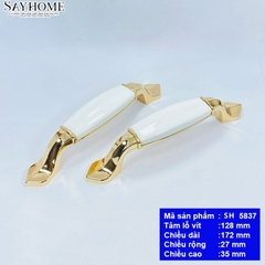 Tay nắm tủ tân cổ điển Vintage màu vàng trắng SH5837