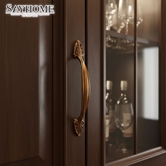 Tay nắm tủ tân cổ điển vintage màu vàng đồng SH8837