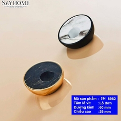 Tay nắm tủ tân cổ điển Vintage màu vàng và màu đen khảm đá SH8982