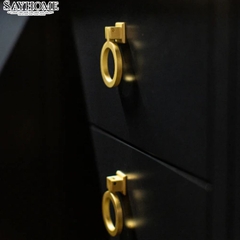 Tay nắm tủ khoen tròn tân cổ điển màu vàng SH9237