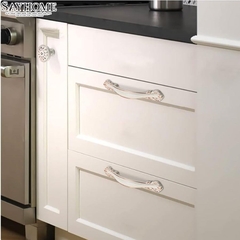 Tay nắm tủ tân cổ điển Vintage màu trắng ngọc viền vàng SH9393