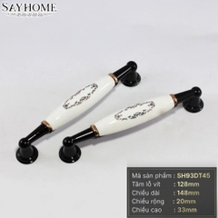 Tay nắm tủ tân cổ điển Vintage màu đen mặt sứ trắng SH93DT45 tại thành phố Hồ Chí Minh