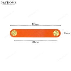 Tay nắm tủ hiện đại da bò nút đồng màu cam vàng SH9660
