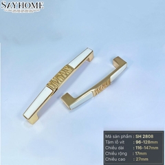 Tay nắm tủ tân cổ điển màu vàng gold mặt sứ trắng SH2808