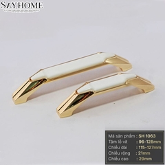 Tay nắm tủ tân cổ điển màu vàng mặt sứ trắng SH1063