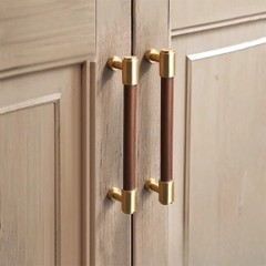 Tay nắm đũa tân cổ điển vintage màu vàng gold, gỗ óc chó SH9066