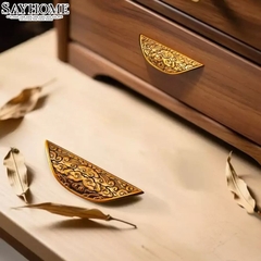 Tay nắm tủ tân cổ điển Vintage màu vàng đồng SH1616