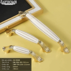 Tay nắm tủ tân cổ điển Vintage màu vàng mặt sứ trắng SH5530