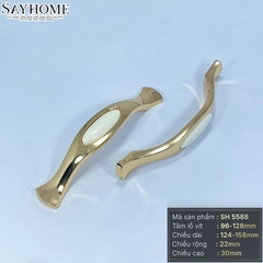 Tay nắm tủ tân cổ điển Vintage màu vàng gold mặt sứ trắng SH5588