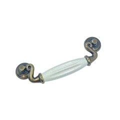 Tay nắm tủ tân cổ điển Vintage màu đồng mặt sứ trắng SH5744