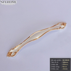 Tay nắm tủ tân cổ điển Vintage màu trắng ngọc trai dát vàng SH8848