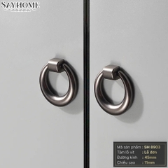 Tay nắm tủ hiện đại khoen tròn màu xám SH8903