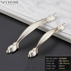 Tay nắm tủ tân cổ điển vintage màu bạc viền vàng SH8855